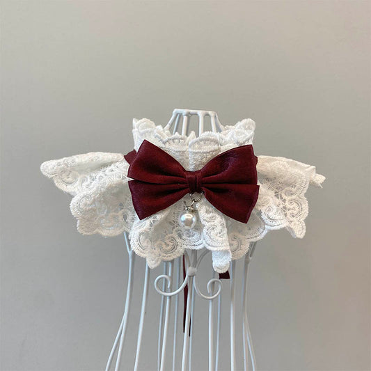 KFX-8975933 Elegant Cat Scarf with Bow and Bell – Various Color Options Available