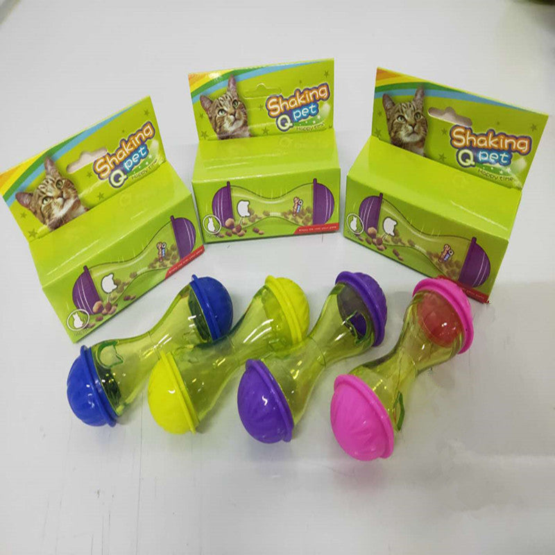 KFX-8977469 Cat Bone Food Leakage Device - Teasing Tumbler Toy for All Cat Breeds, 4.5cm High, 11cm Diameter, 42g, PC/ABS/Iron, Available in Purple, Blue, Pink