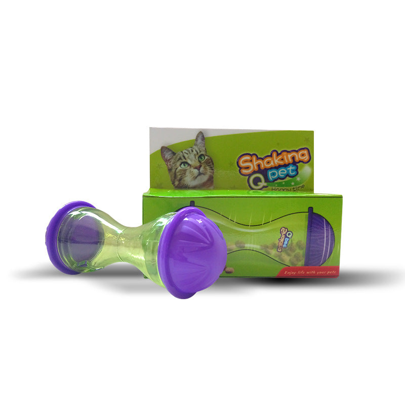 KFX-8977469 Cat Bone Food Leakage Device - Teasing Tumbler Toy for All Cat Breeds, 4.5cm High, 11cm Diameter, 42g, PC/ABS/Iron, Available in Purple, Blue, Pink