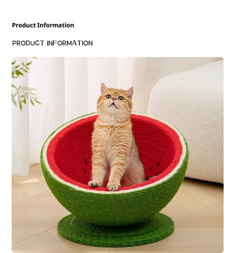 KFX-8977725 Large Watermelon Cat Nest with Integrated Sisal Scratching Board and Toy