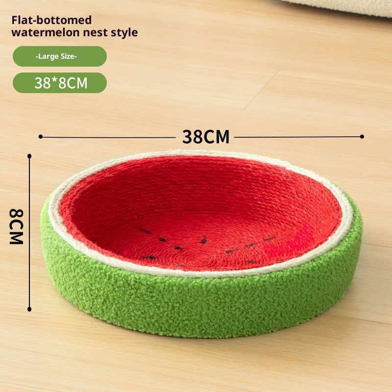 KFX-8977725 Large Watermelon Cat Nest with Integrated Sisal Scratching Board and Toy