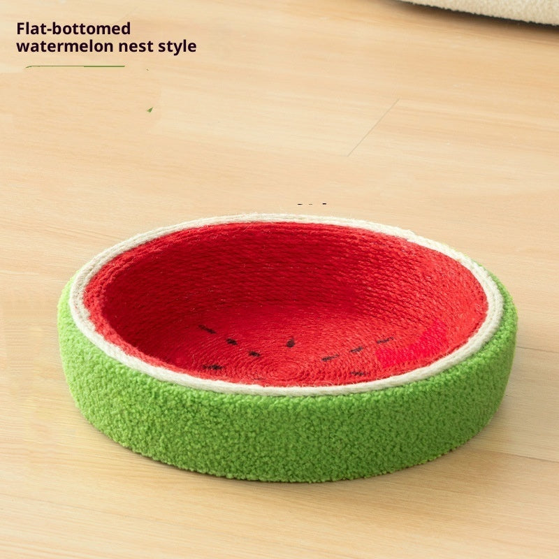 KFX-8977725 Large Watermelon Cat Nest with Integrated Sisal Scratching Board and Toy