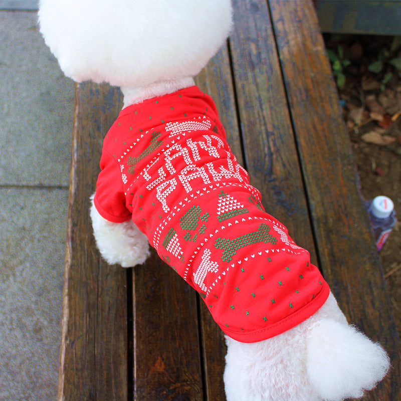 KFX-8977853 Cozy Christmas Teddy Clothes for Pets - Soft Polyester Cotton Attire