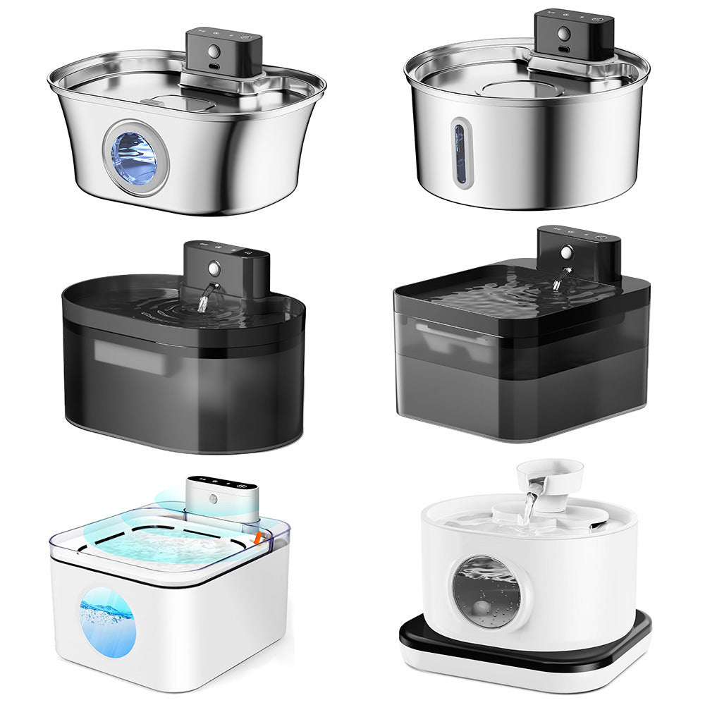 KFX-8979517 Stainless Steel Wireless Induction Pet Water Fountain for Dogs and Cats