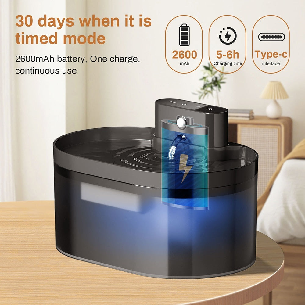 KFX-8979517 Stainless Steel Wireless Induction Pet Water Fountain for Dogs and Cats