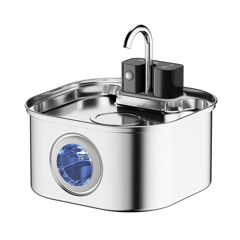 KFX-8979517 Stainless Steel Wireless Induction Pet Water Fountain for Dogs and Cats