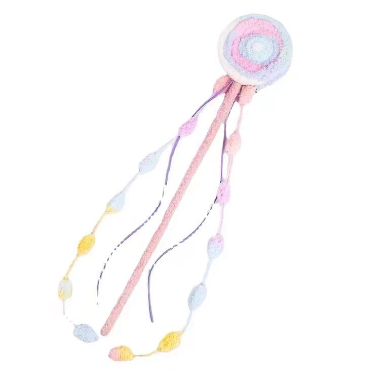 KFX-8984253 Colorful Plush Lollipop Shape Cat Teaser Toy for Playful Kittens