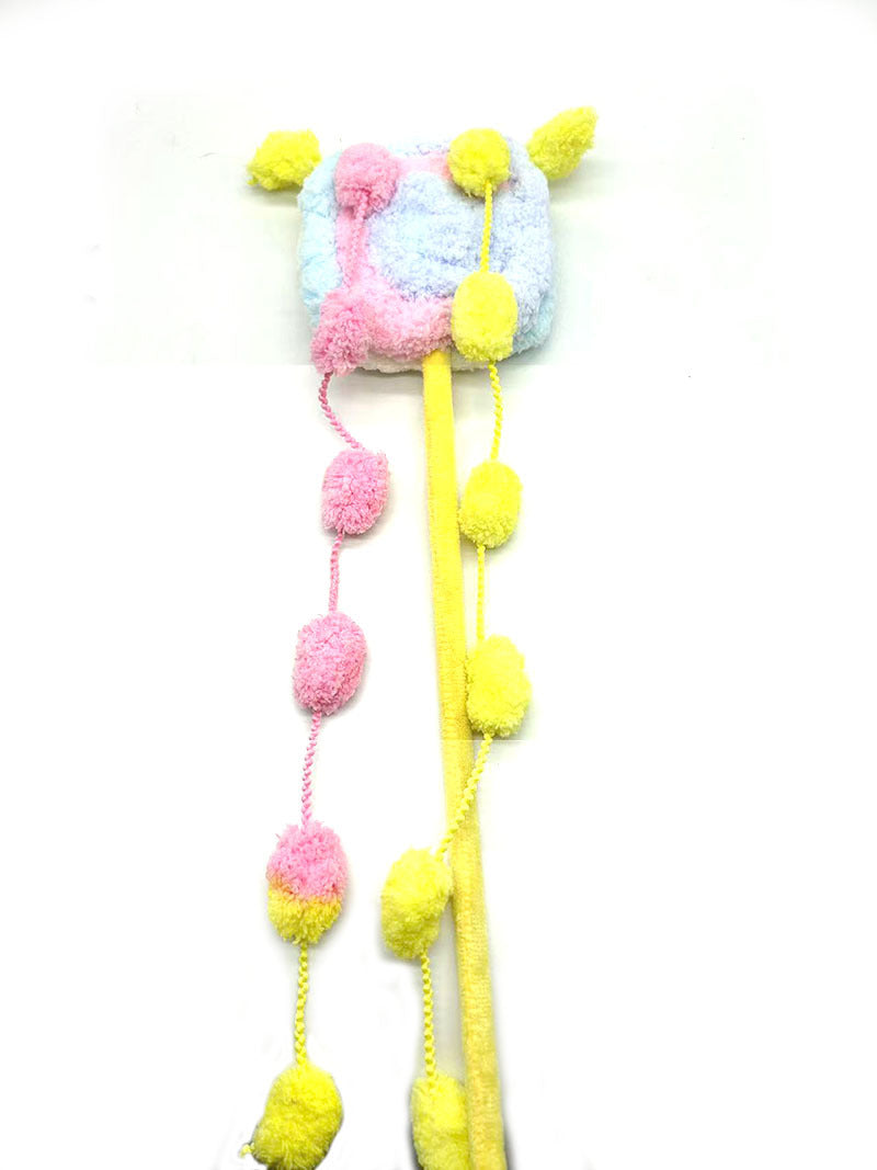 KFX-8984253 Colorful Plush Lollipop Shape Cat Teaser Toy for Playful Kittens