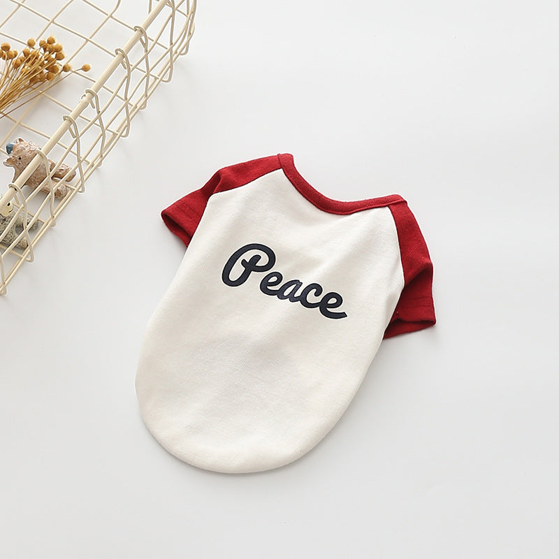 KFX-8984509 Stylish Dog Sweatshirt with Embroidery in Peace Red and Blue Sleeves