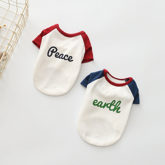 KFX-8984509 Stylish Dog Sweatshirt with Embroidery in Peace Red and Blue Sleeves