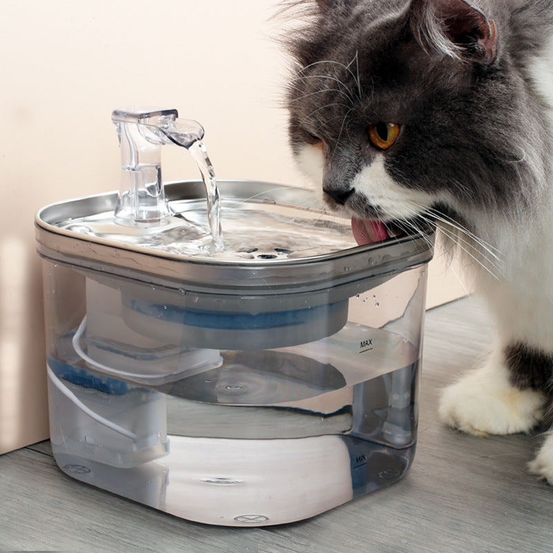 KFX-8985277 Automatic Stainless Steel Water Fountain for Dogs and Cats - 2L Capacity with Ultra-Quiet Pump
