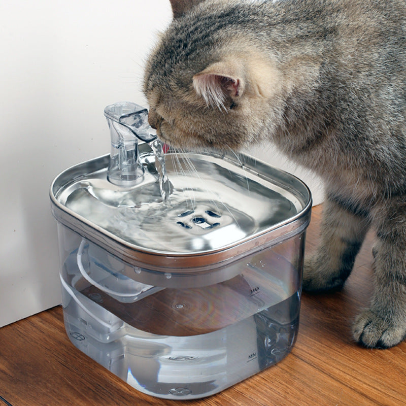 KFX-8985277 Automatic Stainless Steel Water Fountain for Dogs and Cats - 2L Capacity with Ultra-Quiet Pump