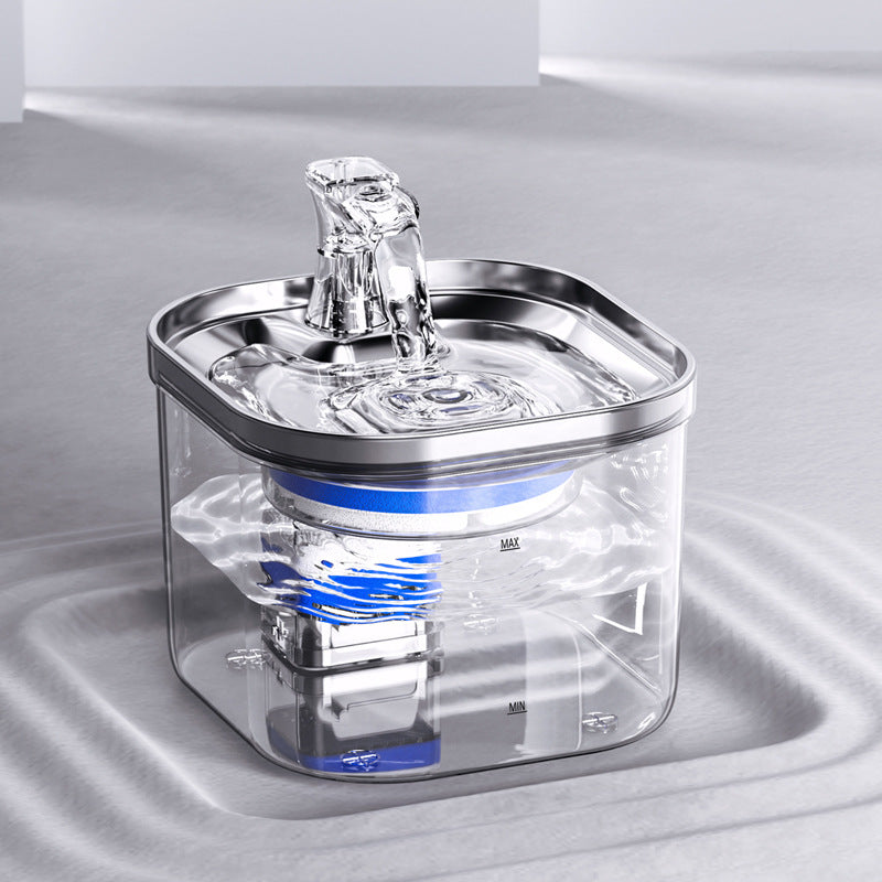 KFX-8985277 Automatic Stainless Steel Water Fountain for Dogs and Cats - 2L Capacity with Ultra-Quiet Pump