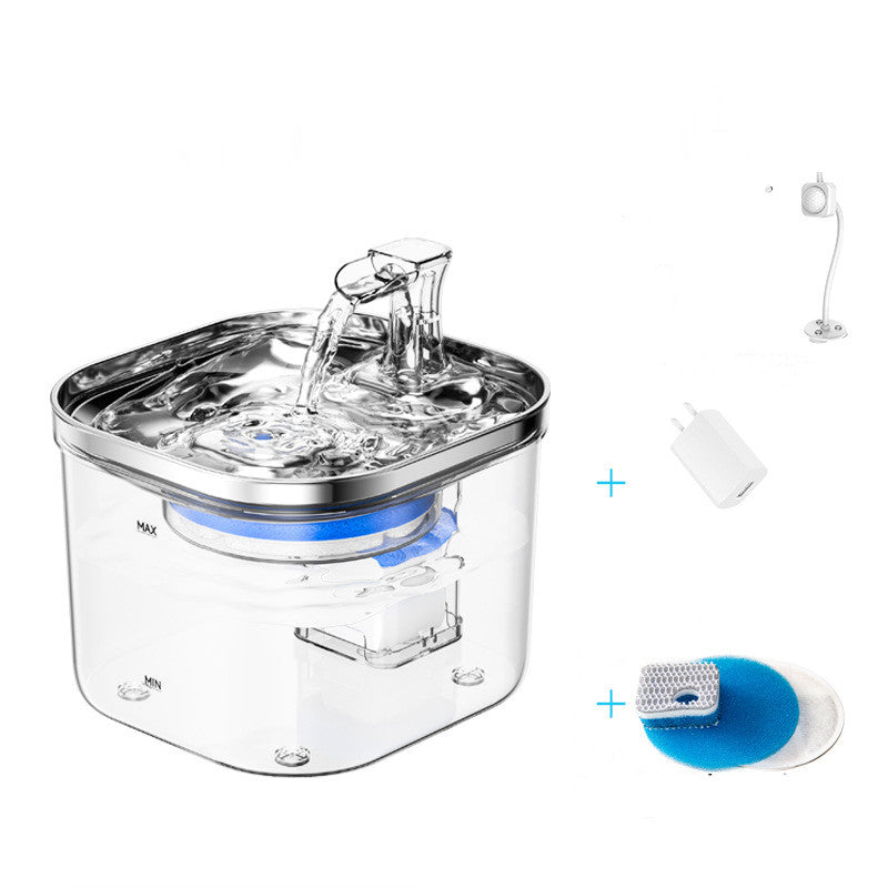 KFX-8985277 Automatic Stainless Steel Water Fountain for Dogs and Cats - 2L Capacity with Ultra-Quiet Pump