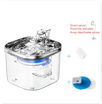 KFX-8985277 Automatic Stainless Steel Water Fountain for Dogs and Cats - 2L Capacity with Ultra-Quiet Pump