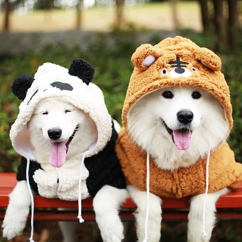 KFX-8987581 Cozy Thickened Winter Clothing for Medium and Large Dogs - Cute Tiger and Panda Styles