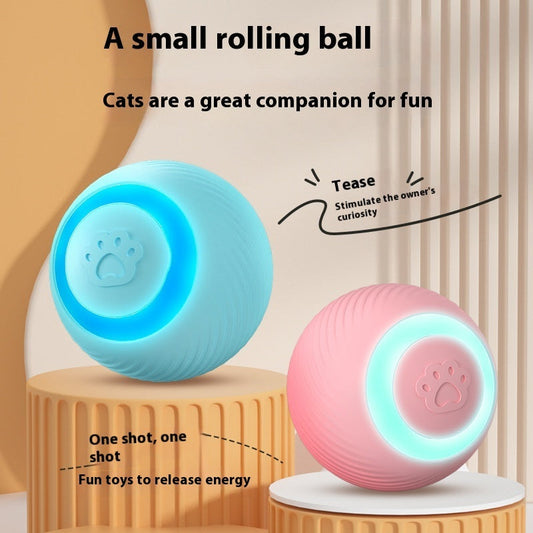 KFX-8987837 Interactive Automatic Cat Teasing Ball Toy - Rechargeable Rolling Silicone ABS Fun Pet Plaything