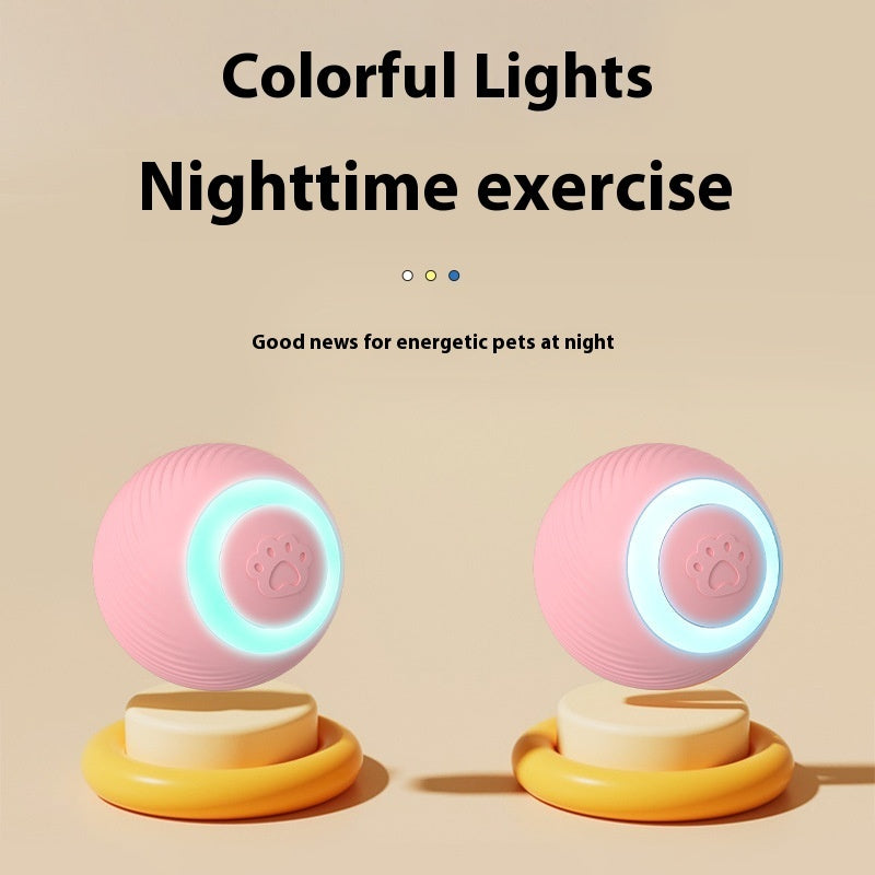 KFX-8987837 Interactive Automatic Cat Teasing Ball Toy - Rechargeable Rolling Silicone ABS Fun Pet Plaything