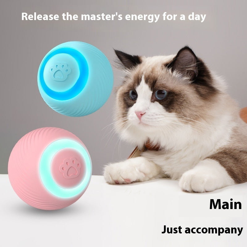 KFX-8987837 Interactive Automatic Cat Teasing Ball Toy - Rechargeable Rolling Silicone ABS Fun Pet Plaything