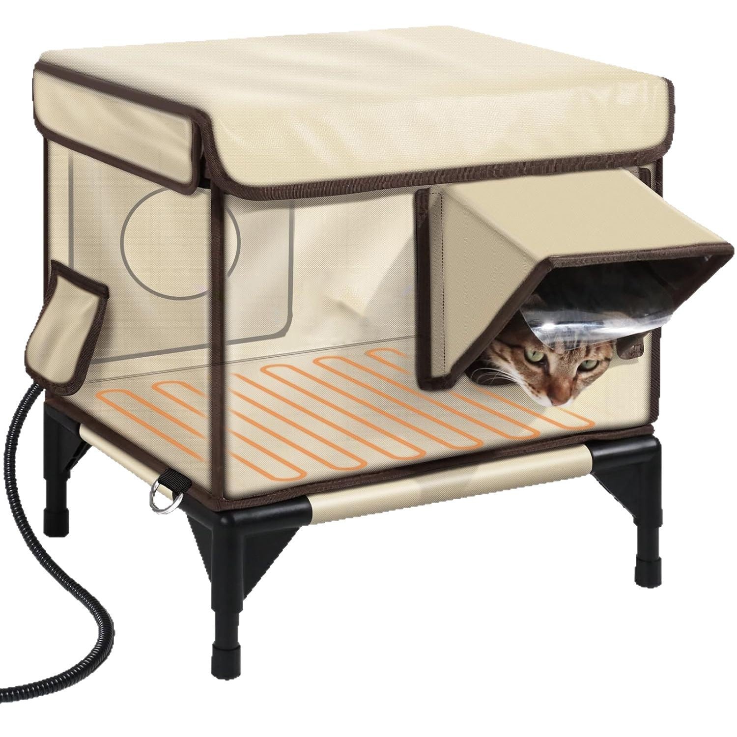 KFX-8989245 Beige Waterproof Oxford Cloth Cat House for Dogs - Outdoor PVC Pipe Design, Available in S, M, L