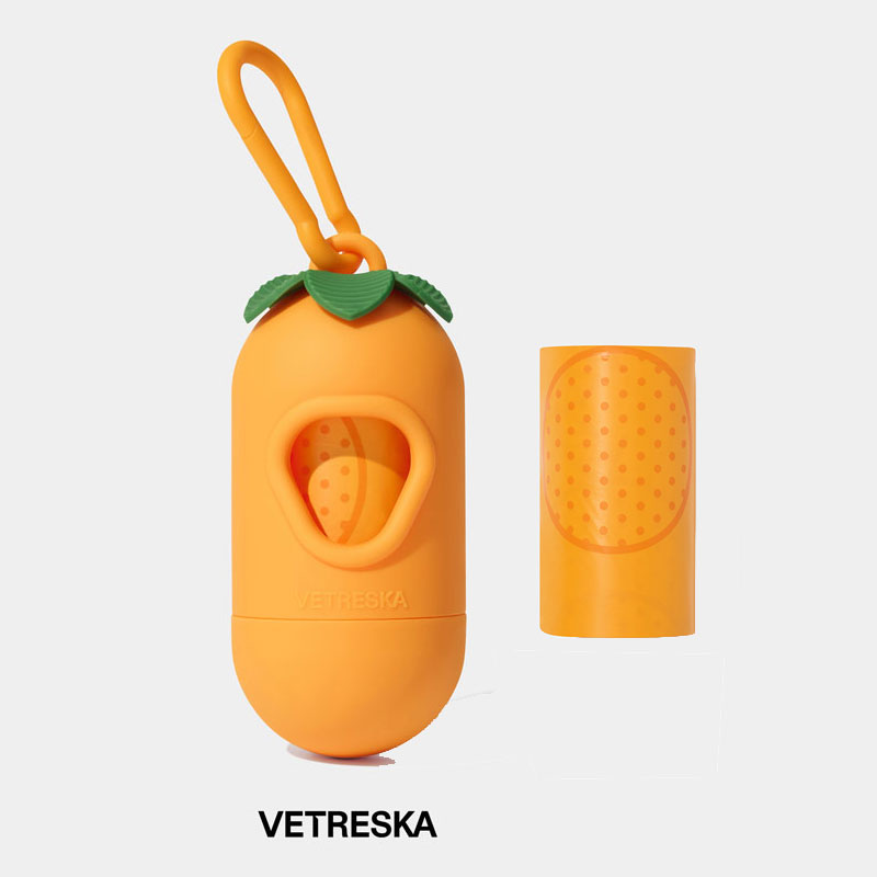 KFX-8991421 Portable Dog Poop Picking Bags with Fragrant Inner Bags - 15 Count Roll in Capsule Holder