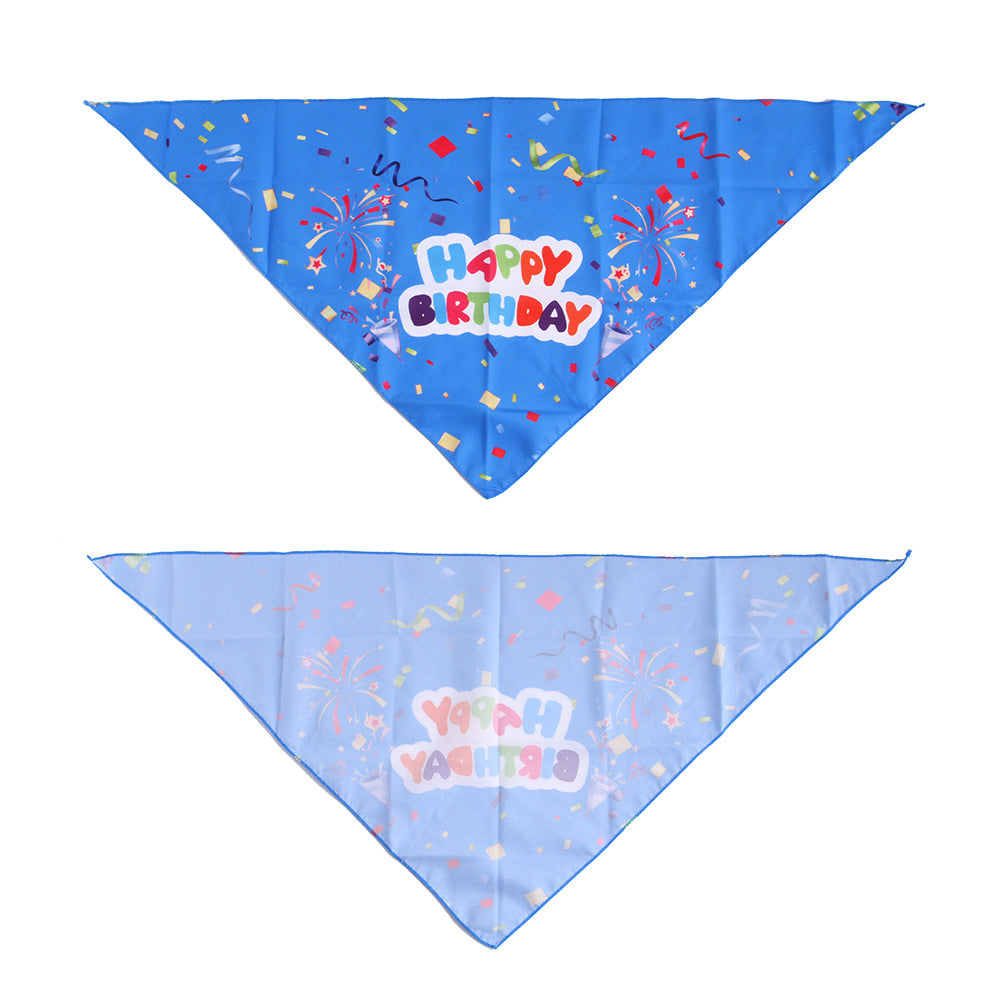KFX-8992573 Pet Birthday Triangle Scarf in Balloon Blue and Pink, Ribbon Blue and Pink - One Size Polyester Accessory