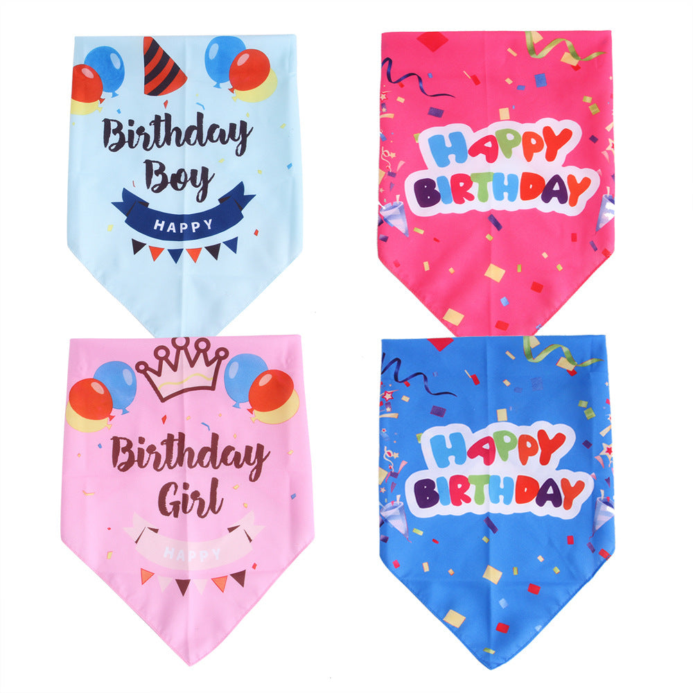 KFX-8992573 Pet Birthday Triangle Scarf in Balloon Blue and Pink, Ribbon Blue and Pink - One Size Polyester Accessory