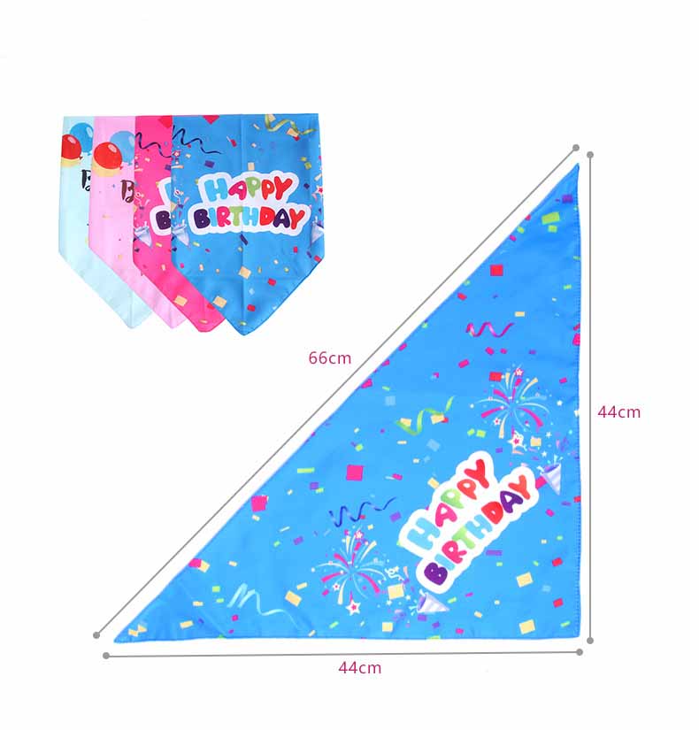 KFX-8992573 Pet Birthday Triangle Scarf in Balloon Blue and Pink, Ribbon Blue and Pink - One Size Polyester Accessory