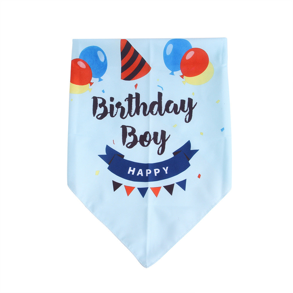 KFX-8992573 Pet Birthday Triangle Scarf in Balloon Blue and Pink, Ribbon Blue and Pink - One Size Polyester Accessory
