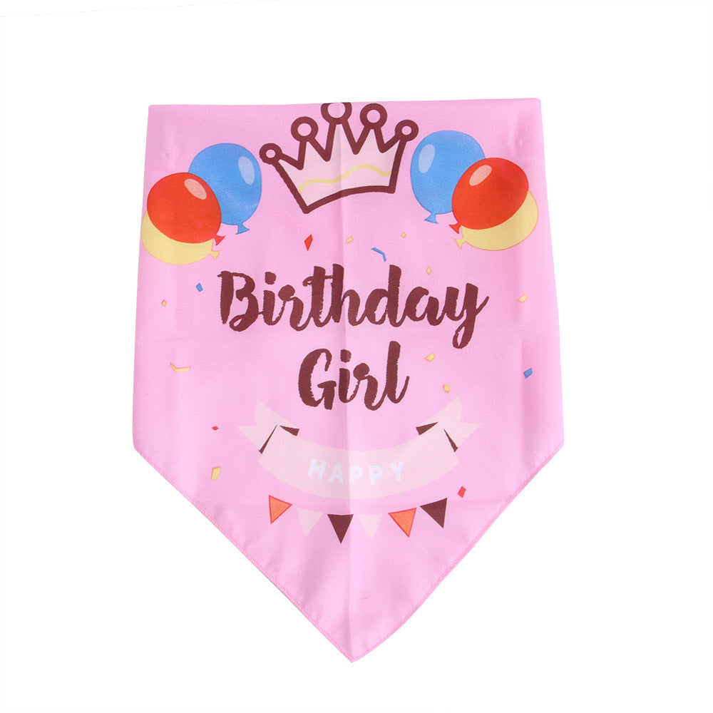 KFX-8992573 Pet Birthday Triangle Scarf in Balloon Blue and Pink, Ribbon Blue and Pink - One Size Polyester Accessory