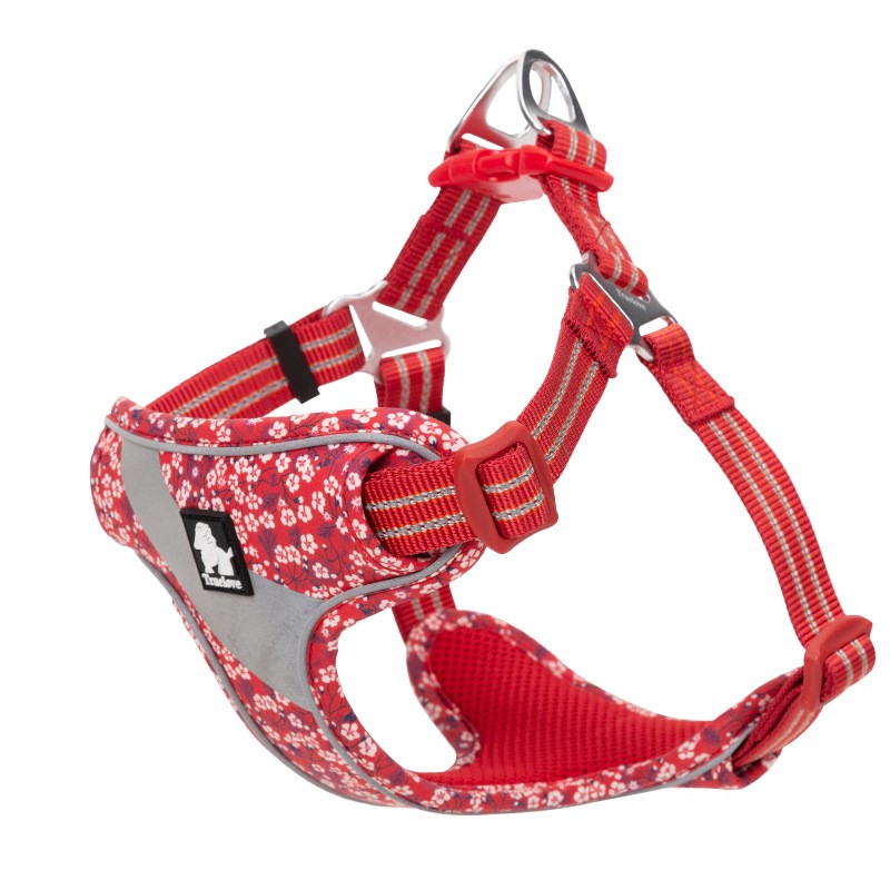 KFX-8994237 Floral Chest Strap for Pets - Adjustable Nylon Outdoor Travel Traction Harness