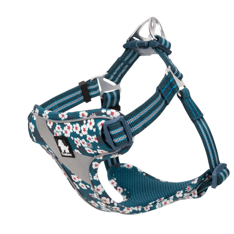 KFX-8994237 Floral Chest Strap for Pets - Adjustable Nylon Outdoor Travel Traction Harness