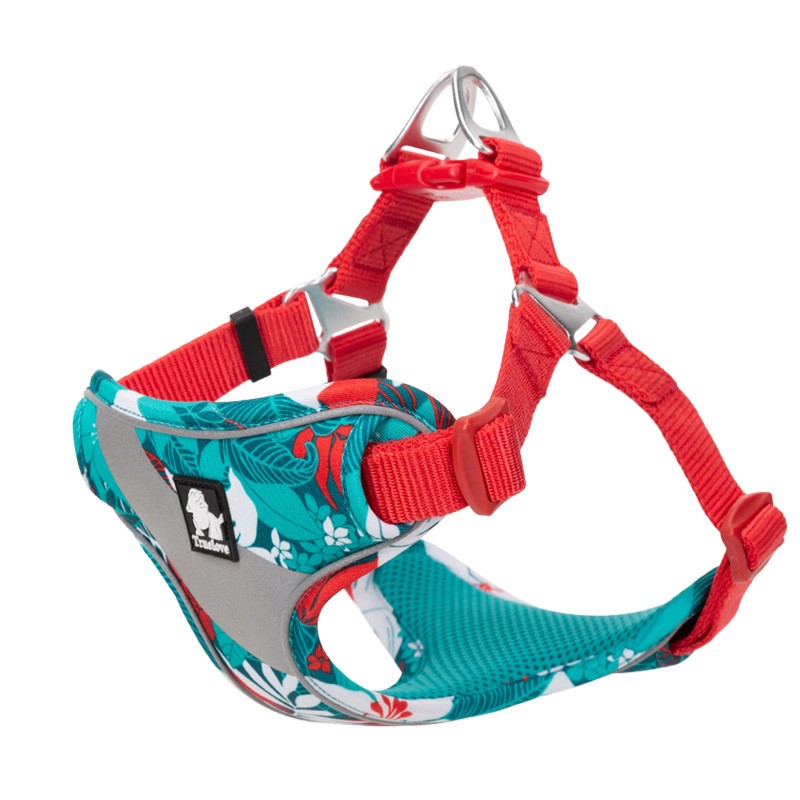KFX-8994237 Floral Chest Strap for Pets - Adjustable Nylon Outdoor Travel Traction Harness
