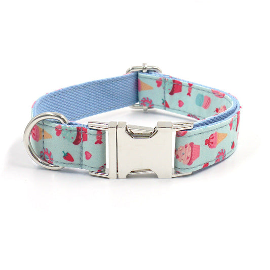 KFX-8994749 Cute Cartoon Dog Collar and Leash Set with Bow in Macaron Colors