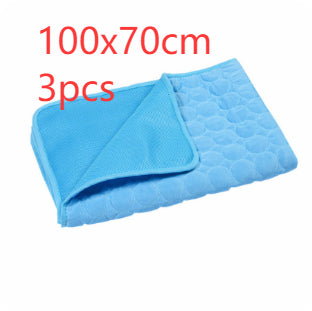 KFX-8996797 Cooling Pet Sleeping Mat - Ice Silk and Mesh for Comfort - Portable and Foldable Design - Multiple Sizes Available