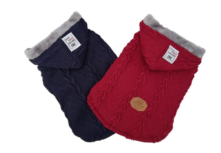KFX-8998717 Soft and Comfortable Knitted Dog Sweater in Blue and Wine Red, Available in Multiple Sizes