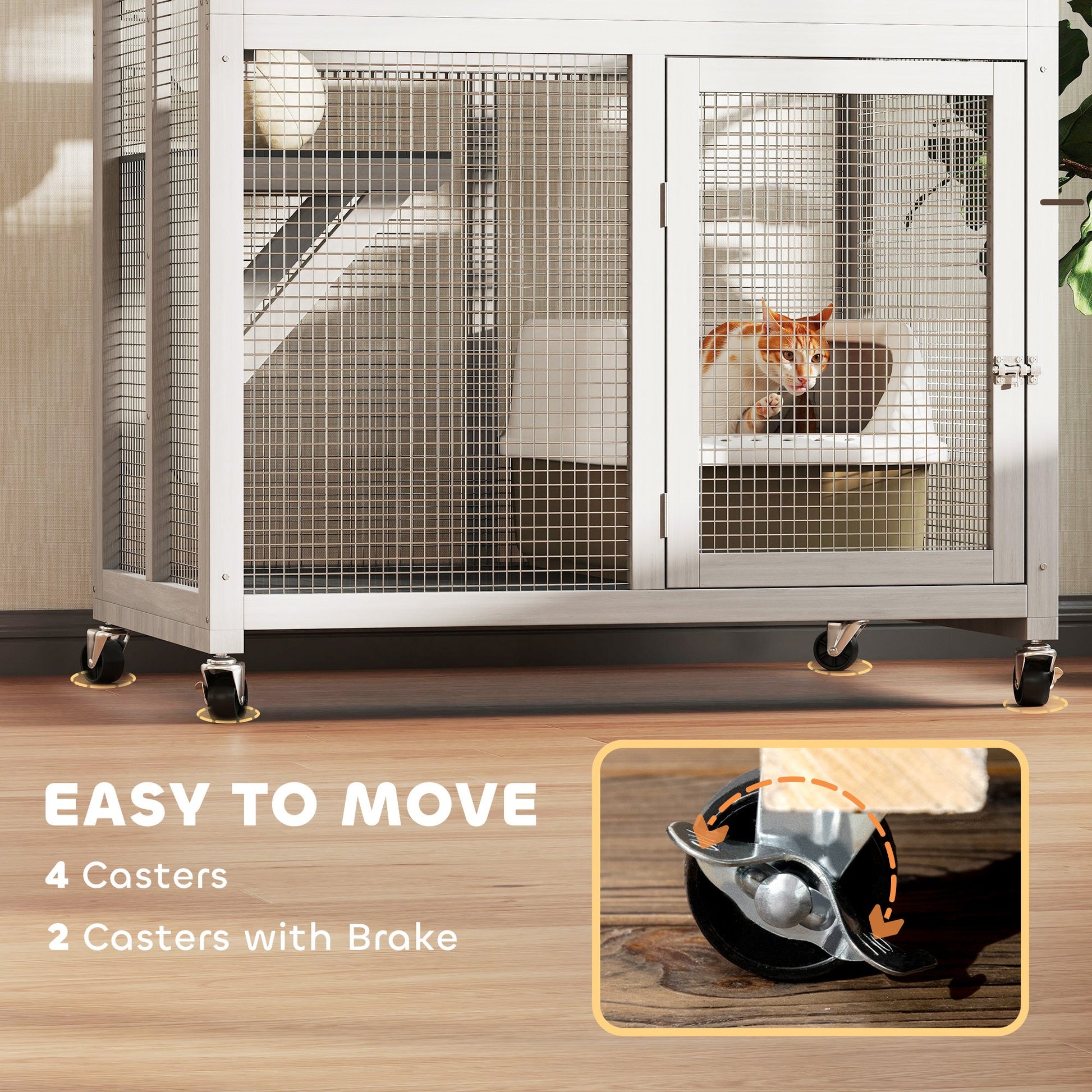 KFX-9000765 Outdoor Cat Enclosure with Weatherproof Features and Wheels - 74-Inch Large Catio