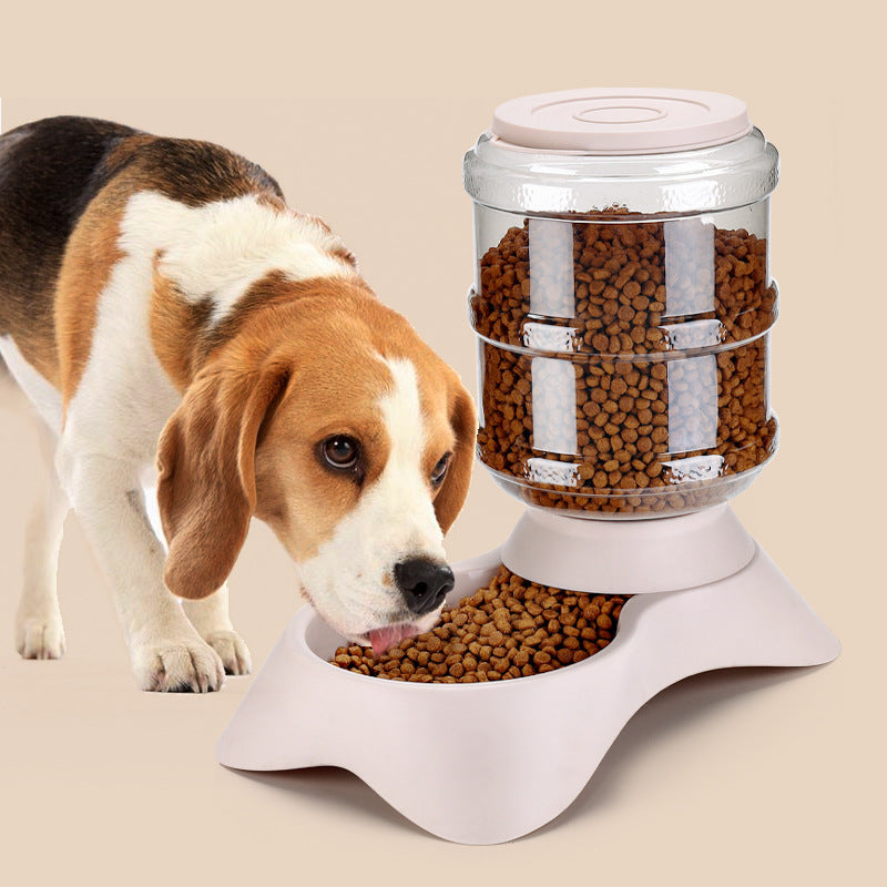 KFX-9000893 Frosted Texture Plastic Automatic Pet Feeder and Drinking Fountain Combo