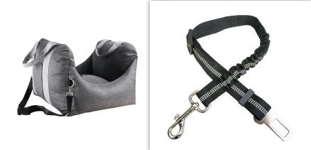 KFX-9002941 Portable Waterproof Pet Dog Car Carrier Seat with Breathable Mesh and Easy-Wash Design in Gray and Beige