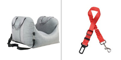 KFX-9002941 Portable Waterproof Pet Dog Car Carrier Seat with Breathable Mesh and Easy-Wash Design in Gray and Beige