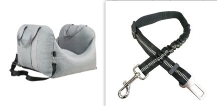 KFX-9002941 Portable Waterproof Pet Dog Car Carrier Seat with Breathable Mesh and Easy-Wash Design in Gray and Beige