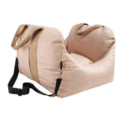 KFX-9002941 Portable Waterproof Pet Dog Car Carrier Seat with Breathable Mesh and Easy-Wash Design in Gray and Beige