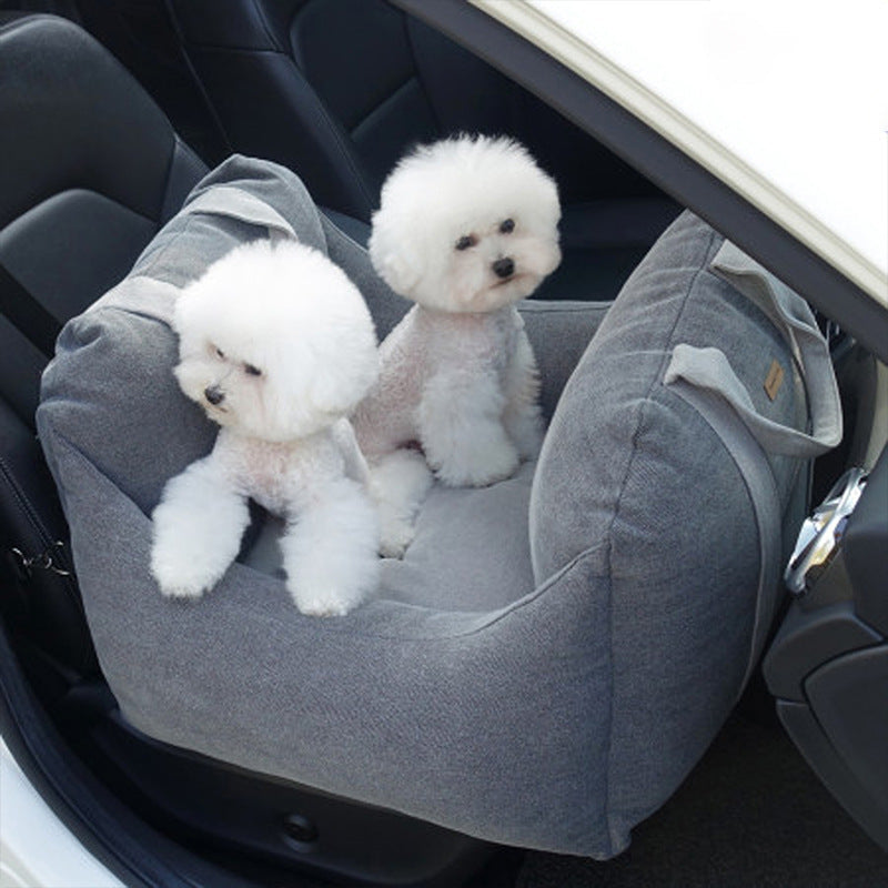 KFX-9002941 Portable Waterproof Pet Dog Car Carrier Seat with Breathable Mesh and Easy-Wash Design in Gray and Beige