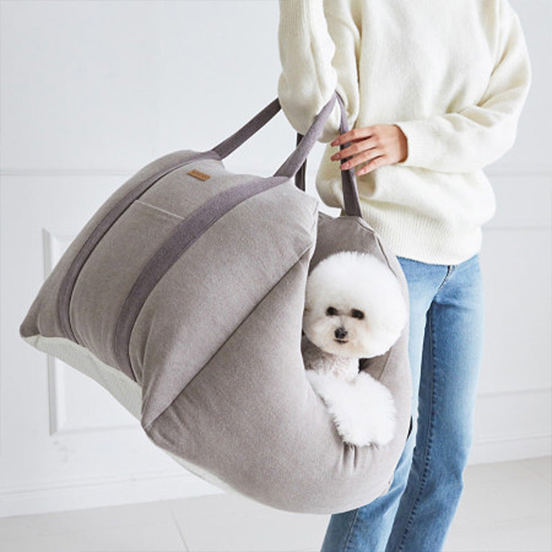 KFX-9002941 Portable Waterproof Pet Dog Car Carrier Seat with Breathable Mesh and Easy-Wash Design in Gray and Beige