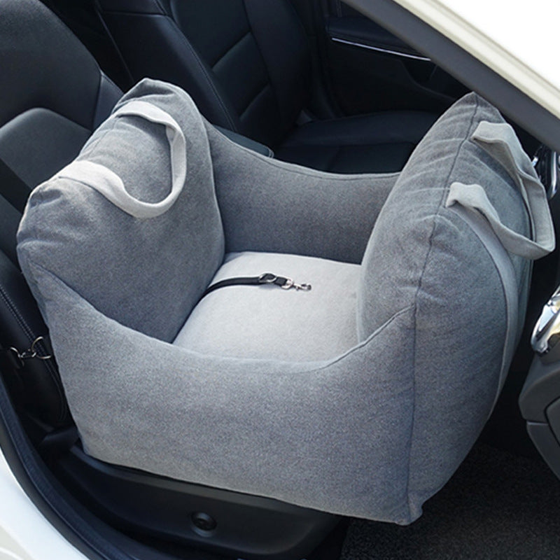 KFX-9002941 Portable Waterproof Pet Dog Car Carrier Seat with Breathable Mesh and Easy-Wash Design in Gray and Beige
