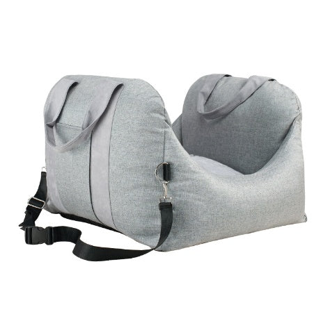KFX-9002941 Portable Waterproof Pet Dog Car Carrier Seat with Breathable Mesh and Easy-Wash Design in Gray and Beige
