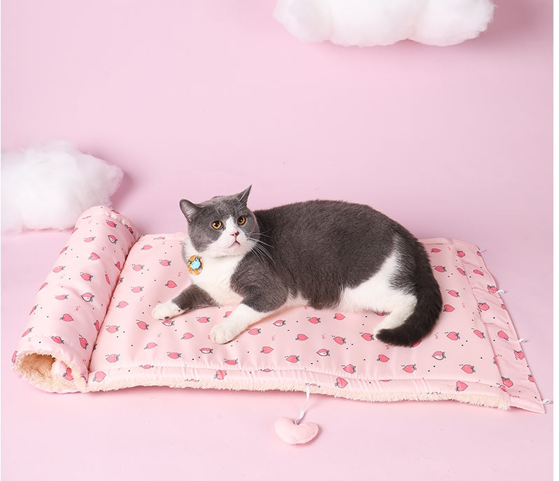 KFX-9005757 Multi-Purpose Cat Tunnel and Pet Nest in Pink and Yellow, Soft Cloth Material, All-Season Use