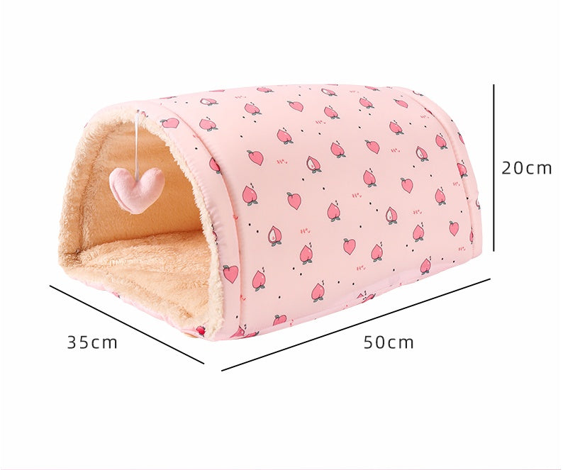 KFX-9005757 Multi-Purpose Cat Tunnel and Pet Nest in Pink and Yellow, Soft Cloth Material, All-Season Use