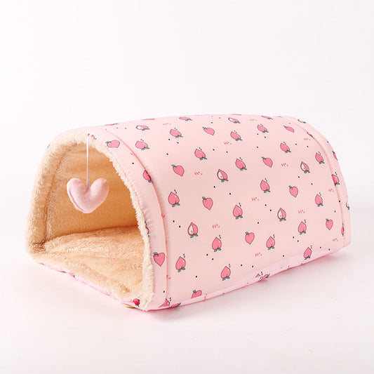 KFX-9005757 Multi-Purpose Cat Tunnel and Pet Nest in Pink and Yellow, Soft Cloth Material, All-Season Use