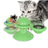 KFX-9007293 Cat Rotating Windmill Scratching Toy with Suction Base and Luminous Ball